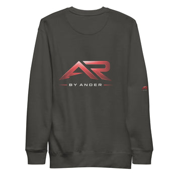 Sudadera negra con logo AR en rojo metálico al frente y texto BY ANDER debajo