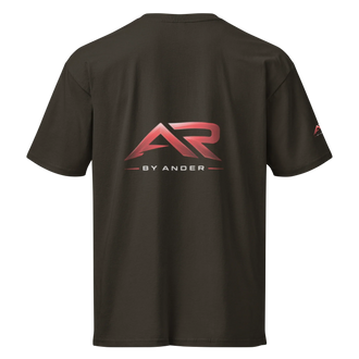 Camiseta premium negra de manga corta para hombre con logo AR en la espalda