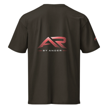 Camiseta premium negra de manga corta para hombre con logo AR en la espalda