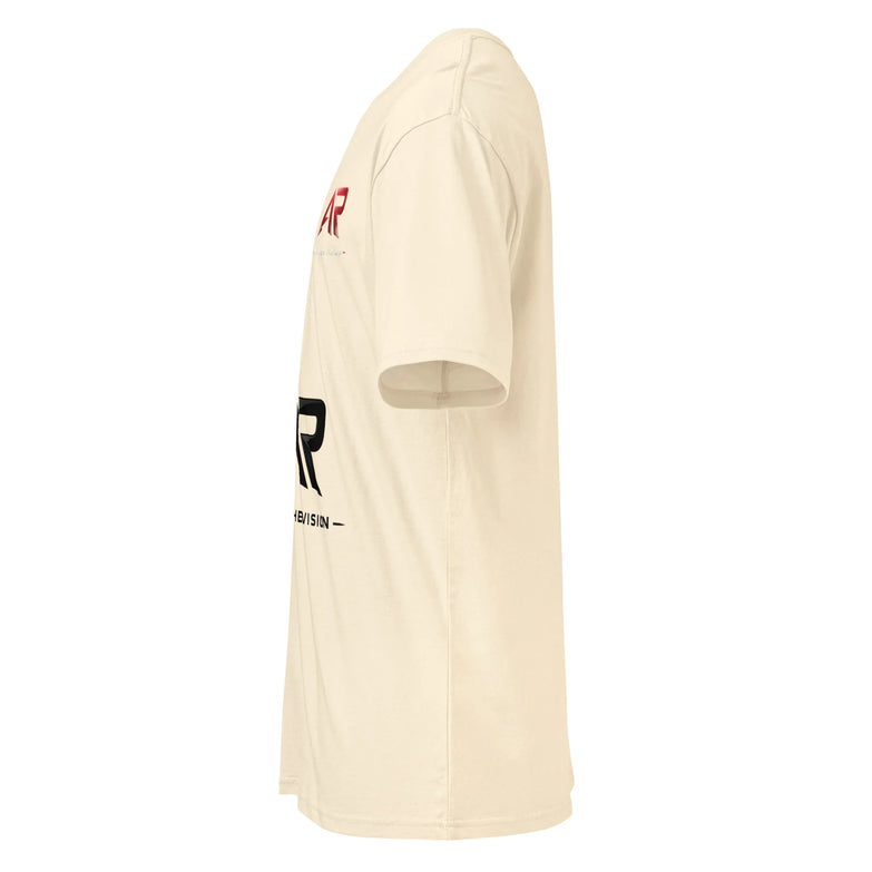 Camiseta premium de manga corta para hombre color blanco vintage, vista lateral.