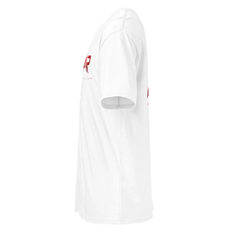 Camiseta blanca de manga corta para hombre, vista lateral, algodón, diseño sencillo