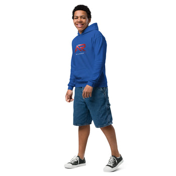 Sudadera azul con capucha para joven, estampado de logo, combinada con shorts de mezclilla