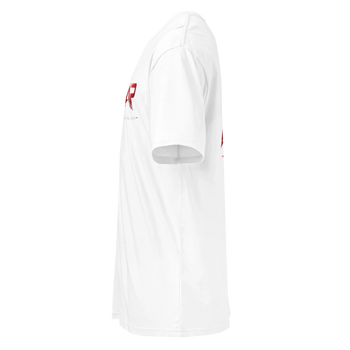 Camiseta blanca de manga corta para hombre, vista lateral, algodón, diseño sencillo